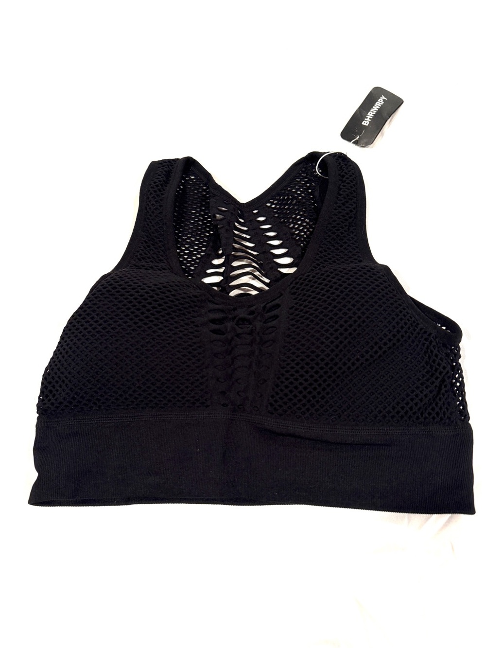 Black Mesh Cutout Seamless Sports Bra